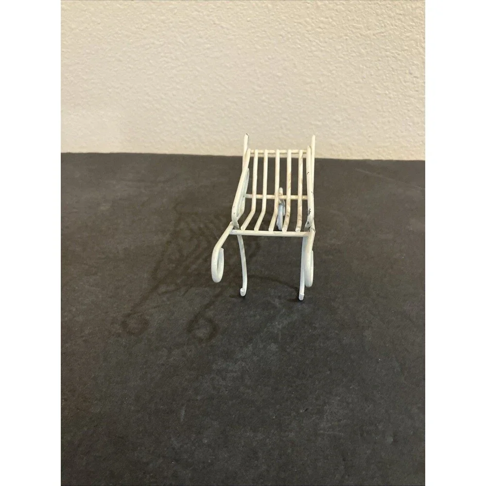 Dollhouse Miniature White Wire Garden Decor Wheelbarrow